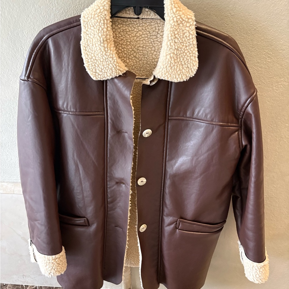 Women's Brown Shearling Leather Jacket
